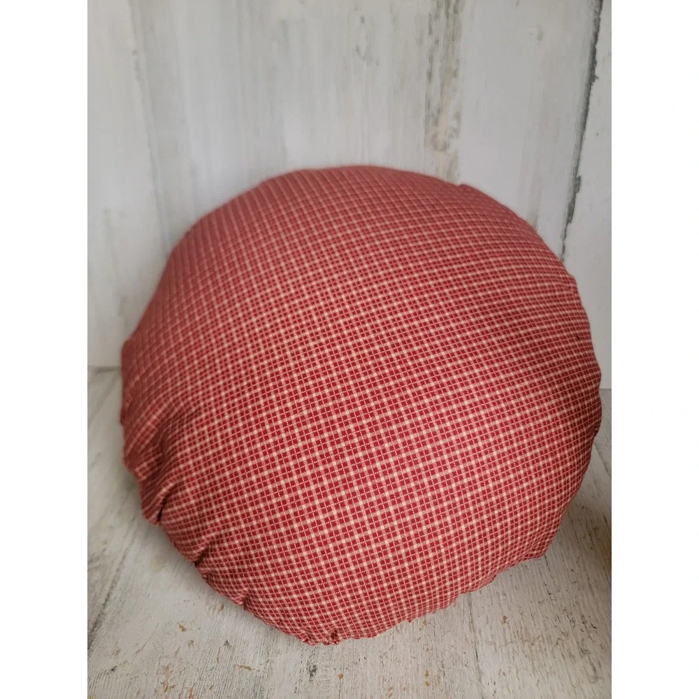 Vintage embroidery circle Santa Claus pillow Xmas red toy bag pattern country